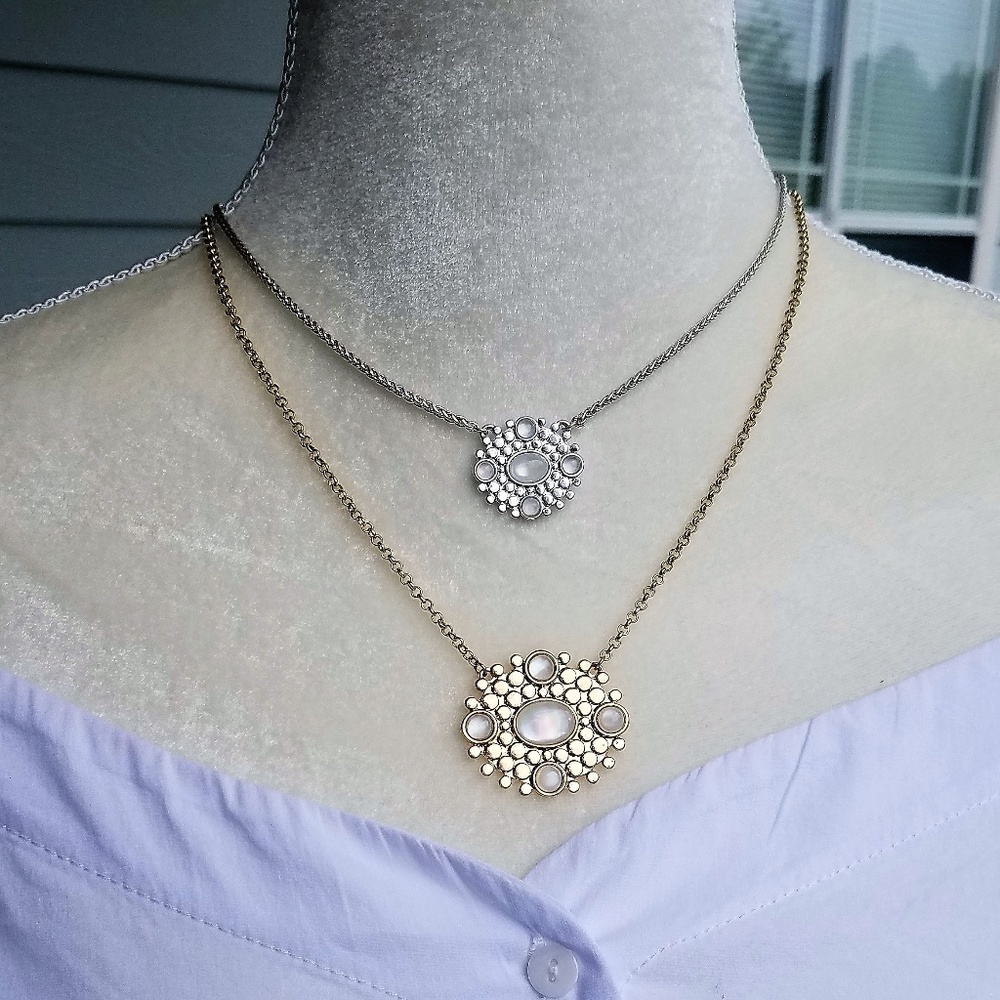 NEW Lucky Brand Mop Two Tone Layer Collar Necklace